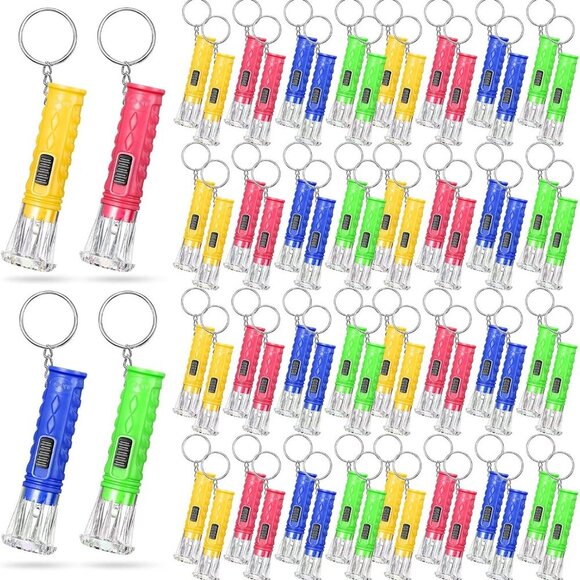 100 Pcs Mini Flashlight Keychain Bulk Assorted Colors Torch Keyring Flashlights - Picture 1 of 6
